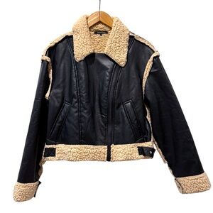 Olivaceous Black Bomber Jacket with Cream Trim